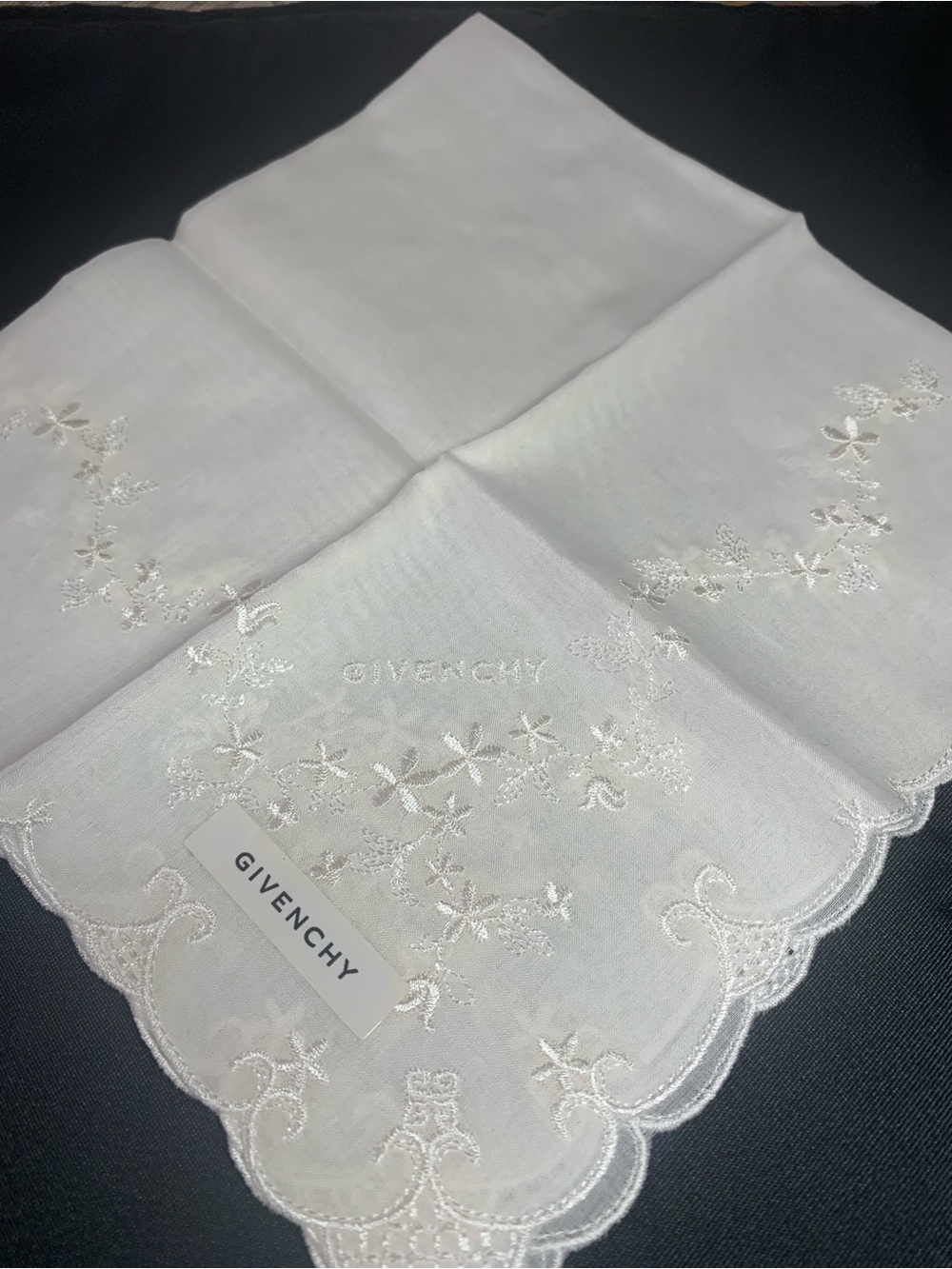 Givenchy White Floral Embroidered Handkerchief